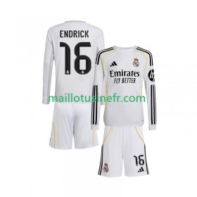 Maillot de Foot Real Madrid Endrick 16 Domicile 2025-26 Manches Longues - Enfant